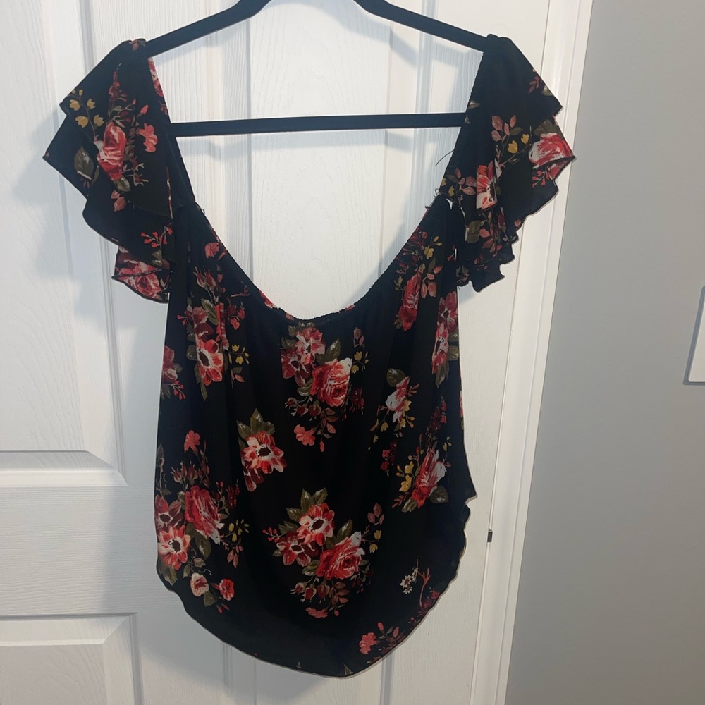 5 for $25 DEAL Black floral off shoulder blouse